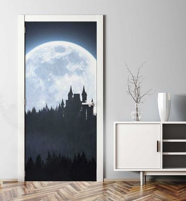 Türtapete Verwandlung eines Werwolf bei Vollmond Türbild Türaufkleber Folie