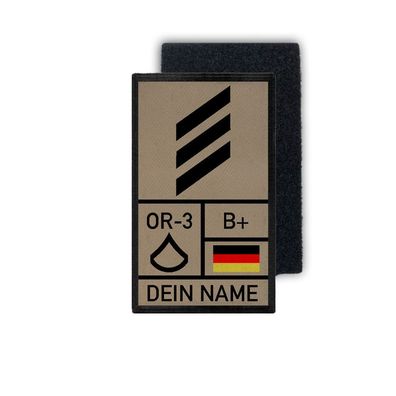 Rank Patch 9,8x6cm HG Tropen mit Namen Hauptgefreiter Bundeswehr #35299