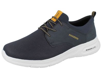 RIEKER Herren Sneaker Halbschuhe Schnürschuhe Mesh dunkelblau Textil