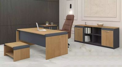 Großes Arbeitszimmer Set Schreibtisch Kommode Couchtisch Komplettes Set