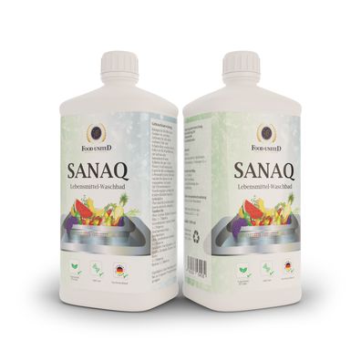 SANAQ 2x 1000ml Sanaq Lebensmittel-Wasch-Bad Zusatz-Konzentrat Denaturierung der ...