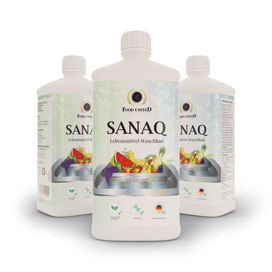 SANAQ 3x 1000ml Sanaq Lebensmittel-Wasch-Bad Zusatz-Konzentrat Denaturierung der ...