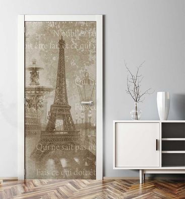 Türtapete Paris Collage Türbild Türaufkleber Folie