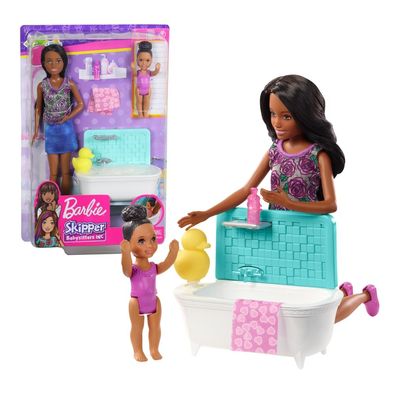 Babysitter Freundin | Barbie | Mattel FXH06 | Puppe & Bad Spiel-Set