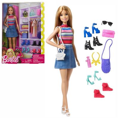 Mode-Puppe blond mit Accessoires | Barbie | Mattel | Kleider-Set