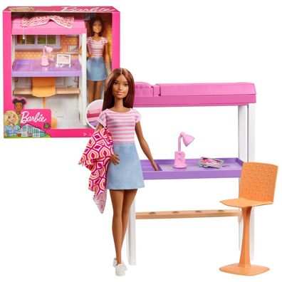 Etagen-Bett Schreibtisch | Barbie | Mattel Möbel Spiel-Set mit Puppe