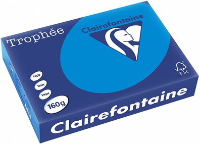 Clairefontaine Trophee Color Papier 1022C Karibikblau 160g/ m² DIN-A4 - 250 Blatt