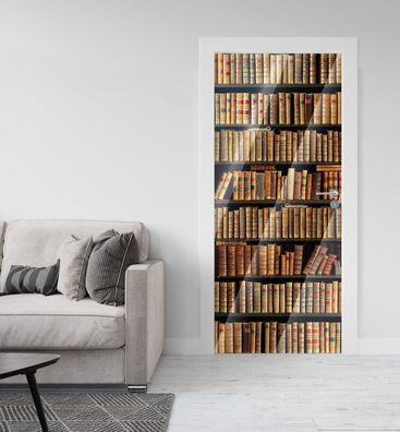 Türtapete Silberfolie Bücherregal Türbild Türaufkleber Folie