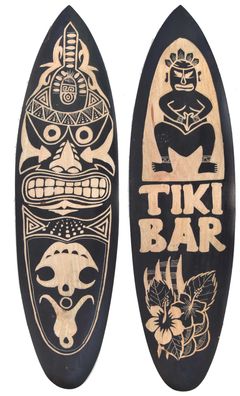 2 Deko Surfboards 60cm Surfbrett aus Holz Tiki Bar Maori