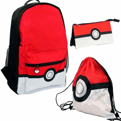 Rucksack Set zur Auswahl | Pokeball Motiv | Pokemon | Kinder Tasche