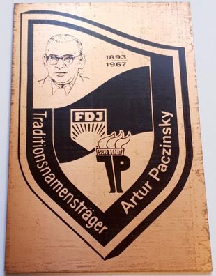Plakette Artur Paczinsky Traditionsnamensträger