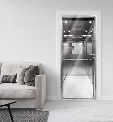 Türtapete Silberfolie Moderner Aufzug Schwarz Weiß Türbild Türaufkleber Folie
