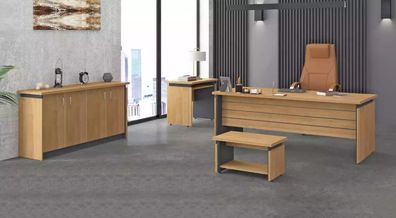 Arbeitszimmer Holzeinrichtung Komplettes Set Schreibtisch Büromöbel 4tlg