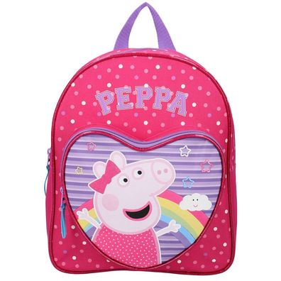 Rucksack mit Herz-Vortasche | Peppa Wutz | Peppa Pig | 31 x 25 x 9 cm