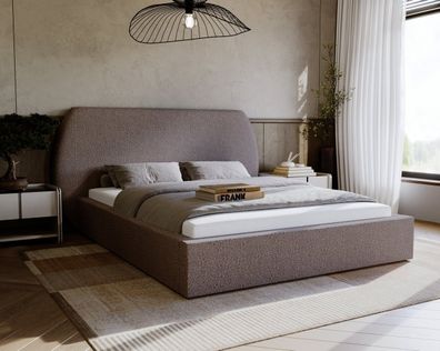 Polsterbett Blossom - Bett mit Lattenrost & Bettkasten - Bouclé Stoff - Schlafzimmer