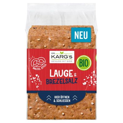 Dr. Kargs Bio Vollkorn Knäckebrot Scheiben Lauge und Brezelsalz 200g