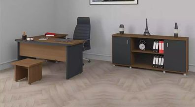 Klassische Holzmöbel Büro Set Eckschreibtisch Arbeitszimmermöbel Schrank