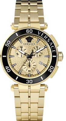 Versace VE3L00622 Greca Chrono schwarz gold Edelstahl Armband Uhr Herren NEU