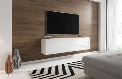 Fernsehschrank Hochglanz weiß RGB Beleuchtung 160 cm breit TV Board Lowboard NEU
