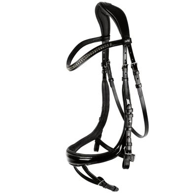 Trensenzaum Equitus Beta Lack - Größe: Vollblut Farbe: black/ silver