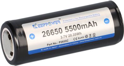 Keeppower 26650 Li-Ion Akku 3,6V 5500mAh (geschützt) - 10A
