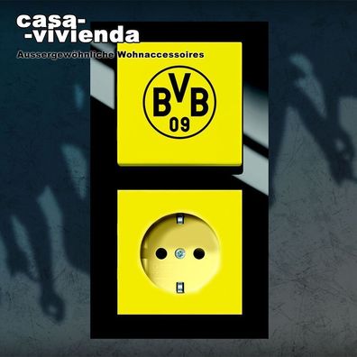 Bundesliga Fanschalter "BVB Borussia Dortmund - Schalterset 2" - Echtglasrahmen