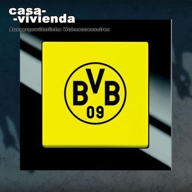 Bundesliga Fanschalter "BVB Borussia Dortmund" mit Echtglasrahmen - Aus- und Wec