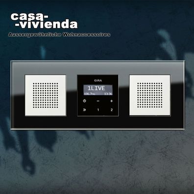 Glasrahmen KLEIN55 Unterputz-Radio RDS mit zwei Lautsprechern GIRA® System 55 03