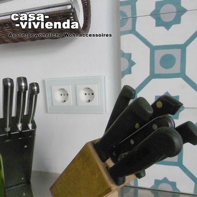 Glasrahmen Set 002B - 3x Steckdose 2-fach für vorhandene BUSCH-JAEGER® Einsätze