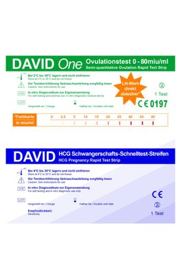 David One 50 Ovulationstest 0-80 miu/ ml + 10 Schwangerschaftstest Streifen