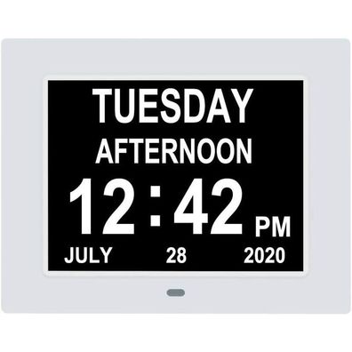 Digitale Kalenderuhr, extra große Tagesuhr, Datum, Uhrzeit und Wochentag, Demenz-Uhre