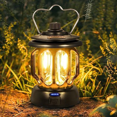 LED Vintage USB wiederaufladbare Campinglampe dimmbar warmweißes Licht 5200mAh Power