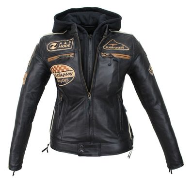 Motorrad & Freizeit Leder Jacke Biker Custom Lamm Leder Jacket Schwarz Protektor