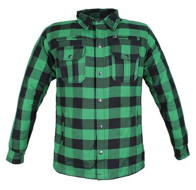 Motorrad- & Flanell-Holzfällerhemd mit KEV ARAMID Lumber Jacke Biker Hemd Grün