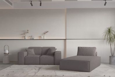 Sofa Set 2-teilig Sezlong und Sofa 2-Sitzer CELES Premium Stoff Ascot Bukla Taup
