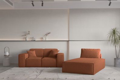Sofa Set 2-teilig Sezlong und Sofa 2-Sitzer CELES Premium Stoff Ascot Bukla Terr