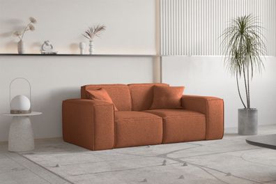 Sofa Designersofa CELES Premium 2-Sitzer in Stoff Ascot Bukla Terracotta