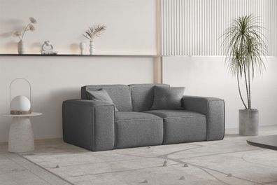 Sofa Designersofa CELES Premium 2-Sitzer in Stoff Ascot Bukla Graphit