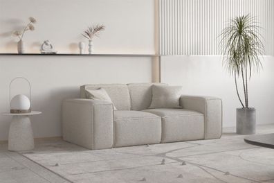 Sofa Designersofa CELES Premium 2-Sitzer in Stoff Ascot Bukla Beige