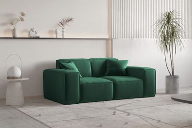 Sofa Designersofa CELES Premium 2-Sitzer in Stoff Opera Velvet Grün