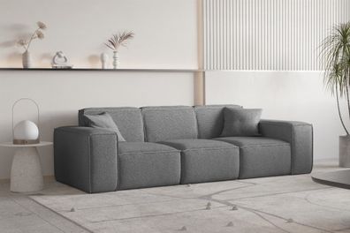 Sofa Designersofa CELES Premium 3-Sitzer in Stoff Ascot Bukla Graphit