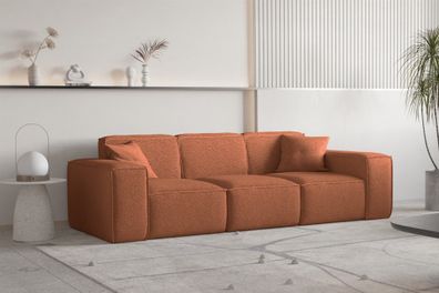 Sofa Designersofa CELES Premium 3-Sitzer in Stoff Ascot Bukla Terracotta