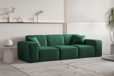 Sofa Designersofa CELES Premium 3-Sitzer in Stoff Opera Velvet Grün