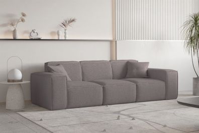 Sofa Designersofa CELES Premium 3-Sitzer in Stoff Ascot Bukla Taupe