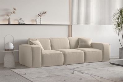 Sofa Designersofa CELES Premium 3-Sitzer in Stoff Opera Velvet Beige