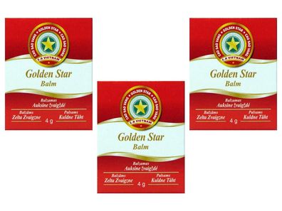 Vietnamesische Balsam 3 x 4 g Golden Star Erkältung Kopfschmerzen Danapha
