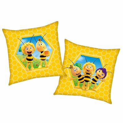 Bienenwabe | Kinder Deko-Kissen 40 x 40 cm | Biene Maja | Wende-Motiv