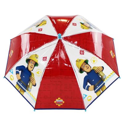 Stockschirm | rot-transparent | Feuerwehrmann Sam | Kinder Regenschirm
