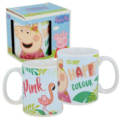 Keramik Tasse Flamingo | Peppa Pig | 325 ml Henkel-Becher Geschenkbox