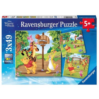 Kinder Puzzle Box Pooh | 3 x 49 Teile | Winnie Puuh | Ravensburger